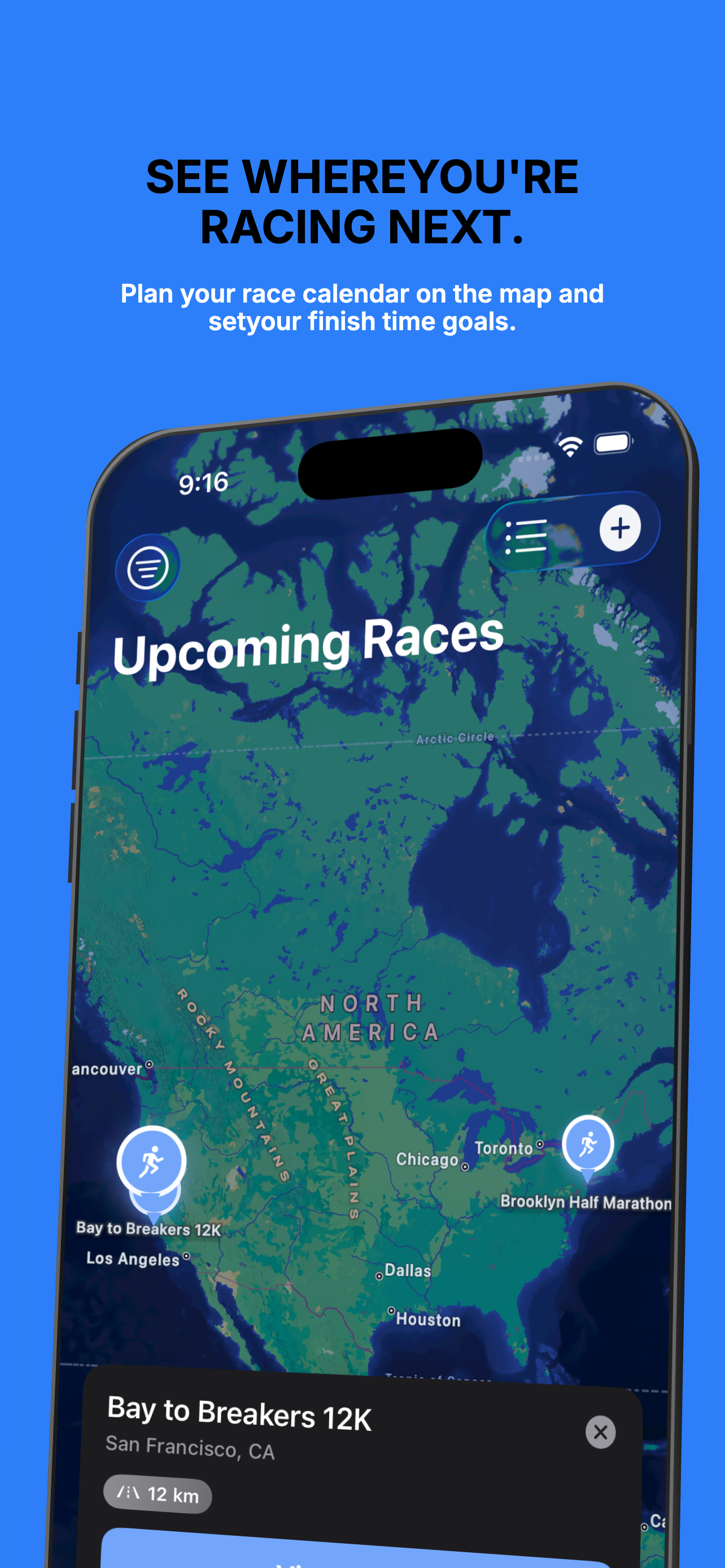 Upcoming Races screen