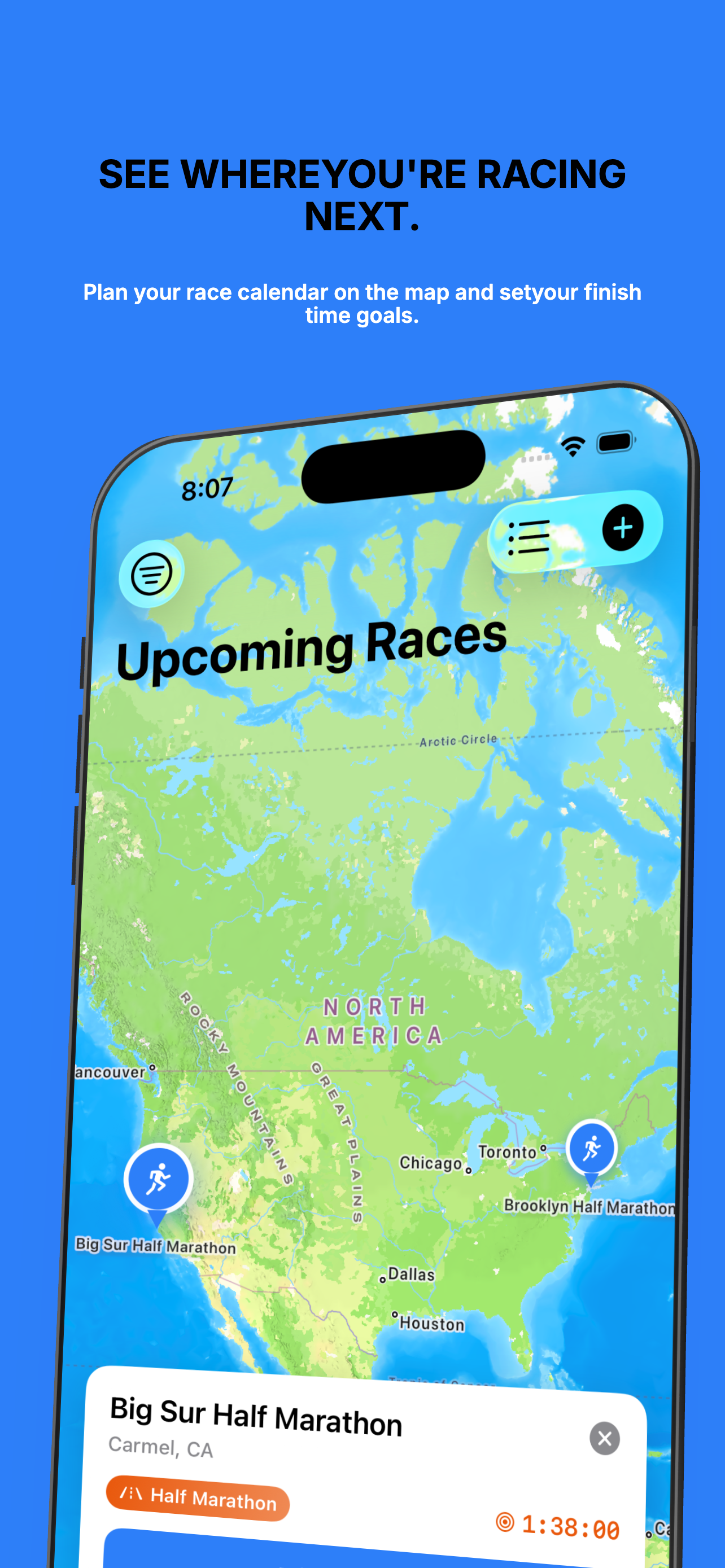 Upcoming Races screen